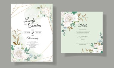 Güzel bir çiçek ve düğün davetiyesi bırakıyor.