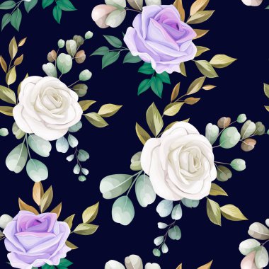 Güzel, kusursuz desenli çiçekler ve yapraklar dizayn