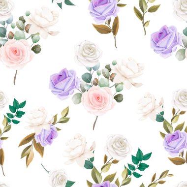 Güzel, kusursuz desenli çiçekler ve yapraklar dizayn