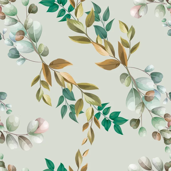 Beautiful Seamless Pattern Flowers Leaves Design — ストックベクタ