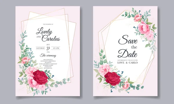 Romantic Wedding Invitation Floral Card Template — Διανυσματικό Αρχείο