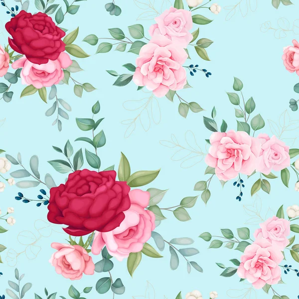 Beautiful Blooming Floral Leaves Seamless Pattern — Image vectorielle