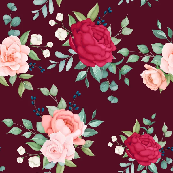Beautiful Blooming Floral Leaves Seamless Pattern — Image vectorielle