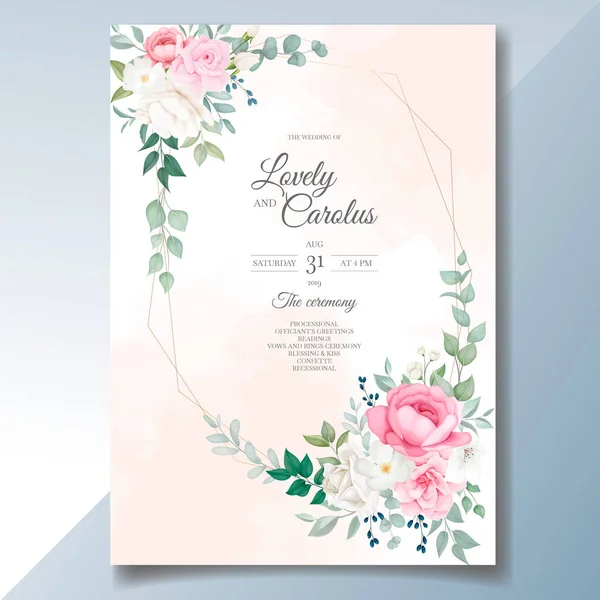 Весільна Листівка Запрошення Красивою Квітучою Квіткою — стоковий вектор