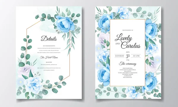 Όμορφη Γαμήλια Κάρτα Πρόσκληση Διακόσμηση Λουλουδιών — Διανυσματικό Αρχείο