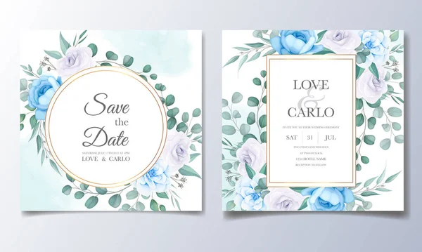Belo Cartão Convite Casamento Com Decoração Flores — Vetor de Stock