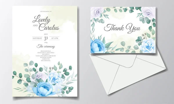 Красива Листівка Запрошення Весілля Квітковим Прикрасою — стоковий вектор