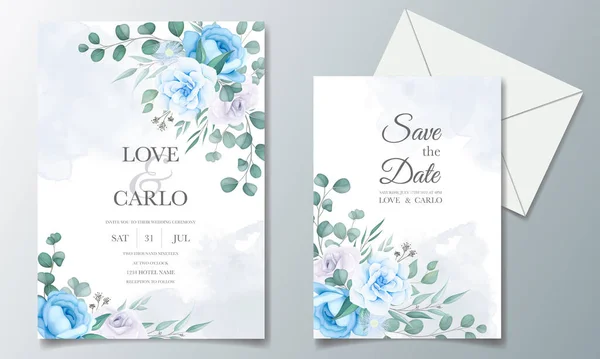 Belo Cartão Convite Casamento Com Decoração Flores — Vetor de Stock