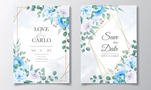 Hermosa Tarjeta Invitación Boda Con Decoración Flores — Archivo Imágenes Vectoriales