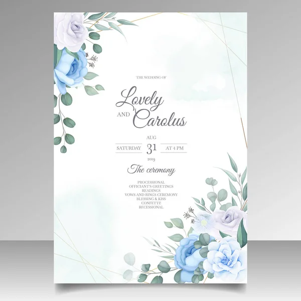 Красива Листівка Запрошення Весілля Квітковим Прикрасою — стоковий вектор