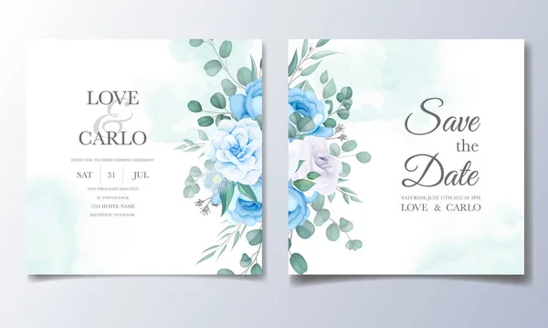 花の装飾と美しい結婚式の招待状 — ストックベクタ