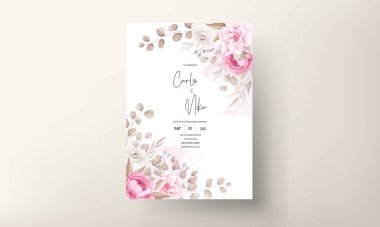 Suluboya çiçek motifli zarif bir düğün davetiyesi