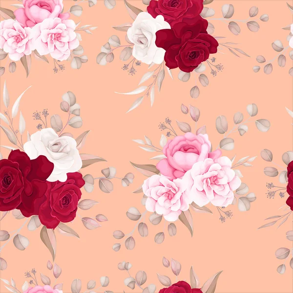Modèle Floral Élégant Avec Des Fleurs Douces — Image vectorielle