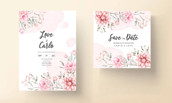 Suluboya çiçek motifli zarif bir düğün davetiyesi