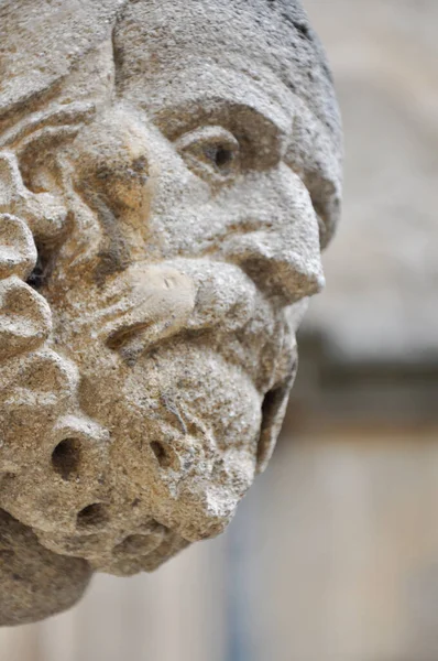 Close Decorative Stone Head Carving Wall Bodleian Library Courtyard Oxford — Photo