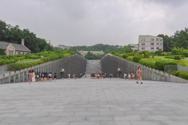 SEOUL, SOUTH KOREA - AUGUST 2012 - Ewha Womans University view of modern Campus Complex (ECC) building by french architect Dominique Perrault Architecture.