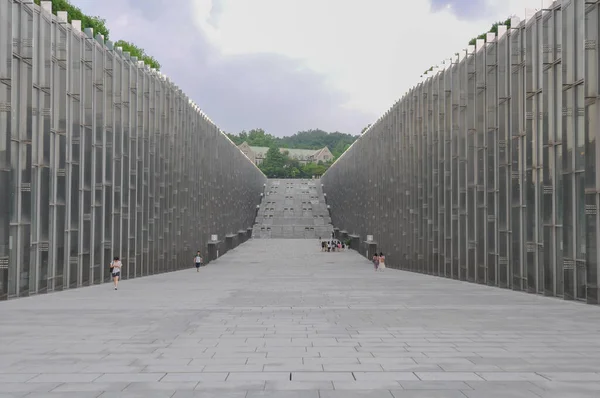 SEOUL, SOUTH KOREA - AUGUST 2012 - Ewha Womans University view of modern Campus Complex (ECC) building by french architect Dominique Perrault Architecture.