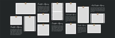 Resim veya fotoğraf çerçevesi kolaj düzeni soyut fotoğraf çerçeveleri ve dijital fotoğraf duvarı şablonu