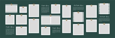 Resim veya fotoğraf çerçevesi kolaj düzeni soyut fotoğraf çerçeveleri ve dijital fotoğraf duvarı şablonu