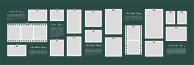 Resim veya fotoğraf çerçevesi kolaj düzeni soyut fotoğraf çerçeveleri ve dijital fotoğraf duvarı şablonu