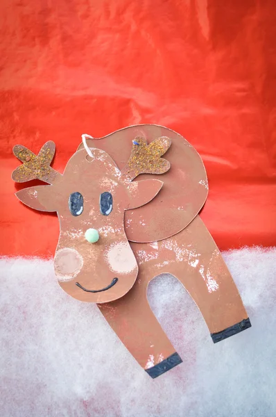 Homemade paper deer presents decorations — Stock Photo, Image