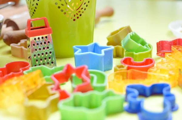 A lot of kitchen baking colorful equipment Stock Image