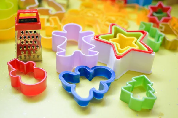 A lot of kitchen colorful equipment Royalty Free Stock Images