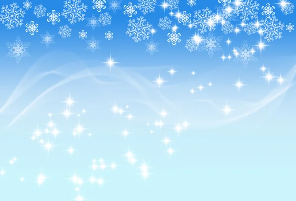 漂亮蓝色与白色的雪花和动作效果的数字背景 — 图库照片#