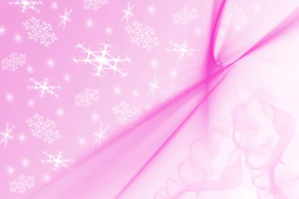 Beautiful light pink blurred background with white snowflakes on it — 스톡 사진