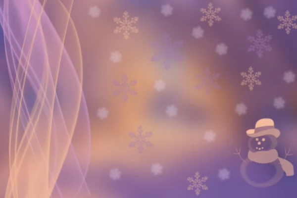 Purple and yellow digital background with little snowman and snowflakes — Stock fotografie