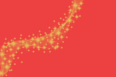Bright yellow stars shining and flying on festive red background