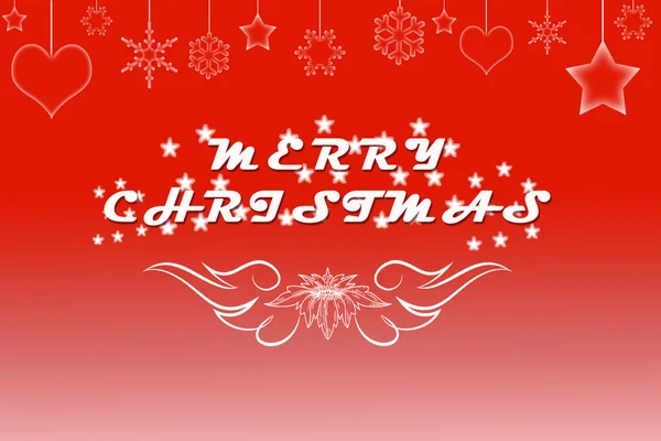 Artistic Merry Christmas text written on red background with garland — Stockfoto