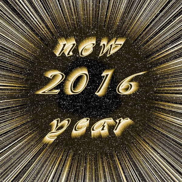 Uusi vuosi 2016 kuva keskellä tummaa kultaa ilotulitus — kuvapankkivalokuva