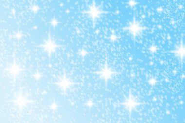 Beautiful white stars shining on blurred light blue digital background