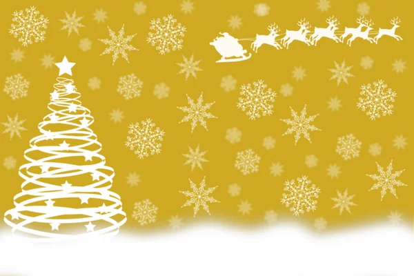 Очаровательная иллюстрация на желтом рождественском фоне с удивительными символами Рождества — стоковое фото