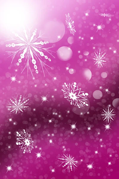Adorable Navidad púrpura Ilustración de fondo con copos de nieve únicos cayendo — Foto de Stock