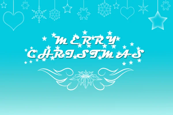 Elegant pale blue Merry Christmas background with sparkling stars illustration — ストック写真