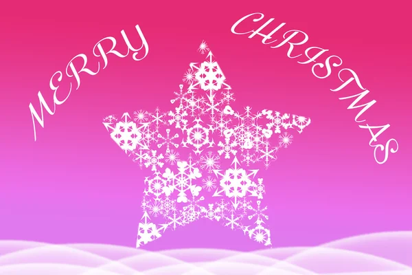 Bela ilustração de Natal de estrela branca de floco de neve no fundo vermelho — Fotografia de Stock