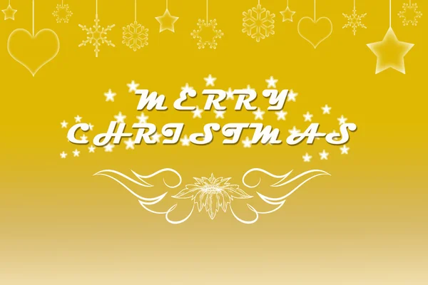 Artistic Merry Christmas text written on gold background with garland — Stockfoto