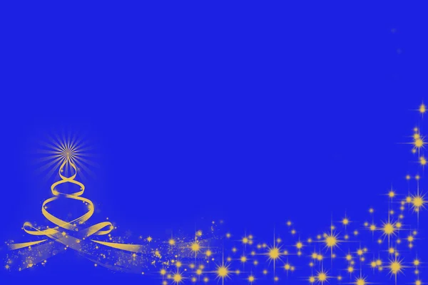 Amazing Christmas tree silhouette and shining snowflakes on blue background — Zdjęcie stockowe