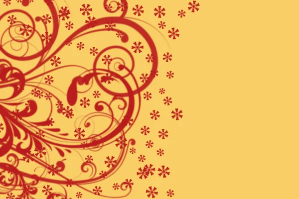 Amazing Christmas red curls and snowflakes pattern on yellow background — Stockfoto