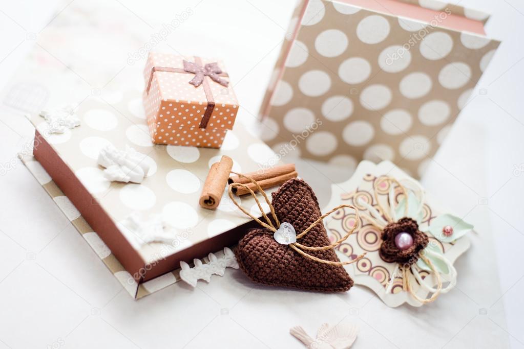 Picture of gift set on artistic copy space background