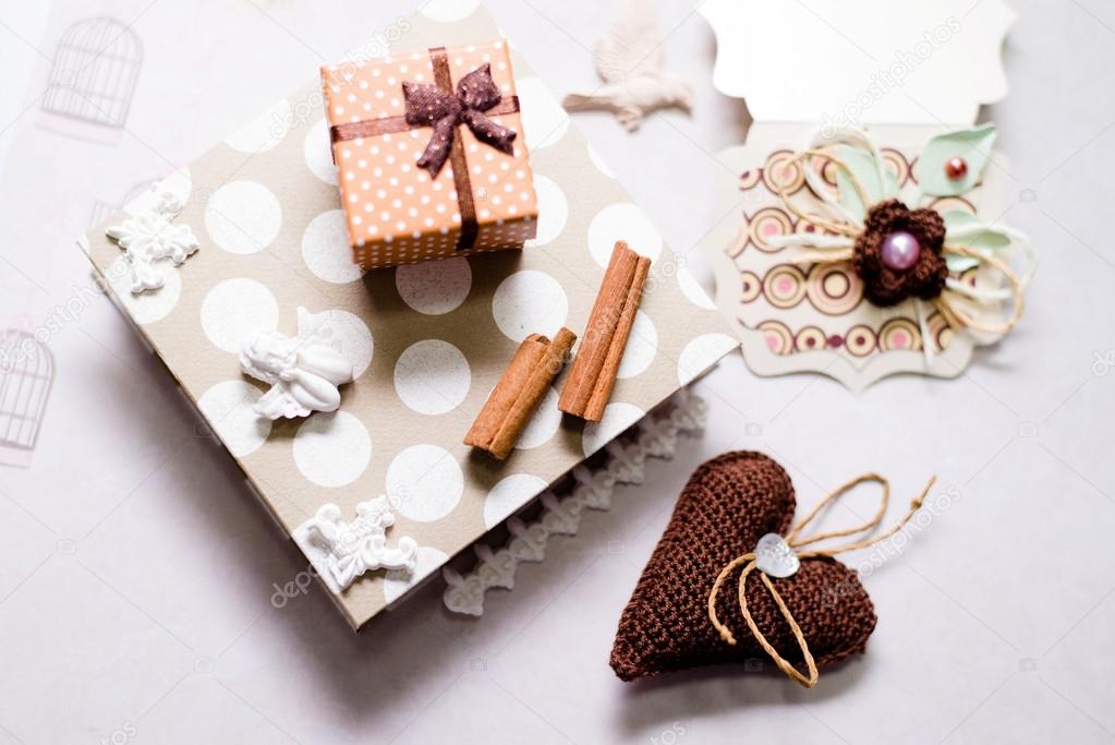 Gift set on artistic copy space background