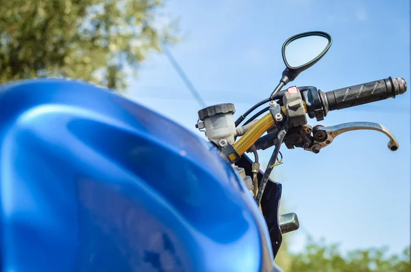 Closeup on handlebar of a motorcycle — Stock Photo, Image