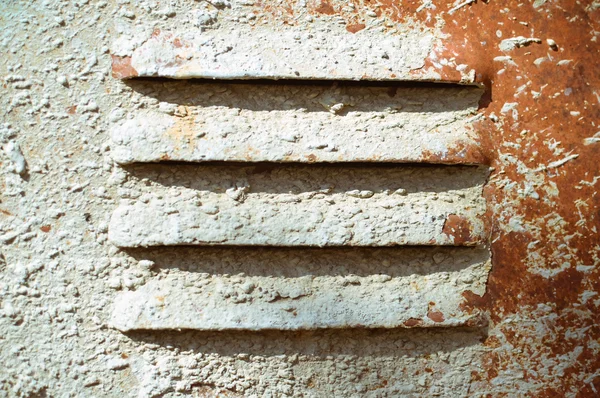 Old gray metal ventilation grille. Closeup fragment — Stock Photo, Image