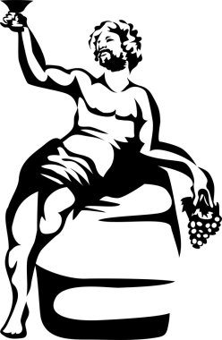Antique god on wooden barrel vector Antique god on wooden barrel vector