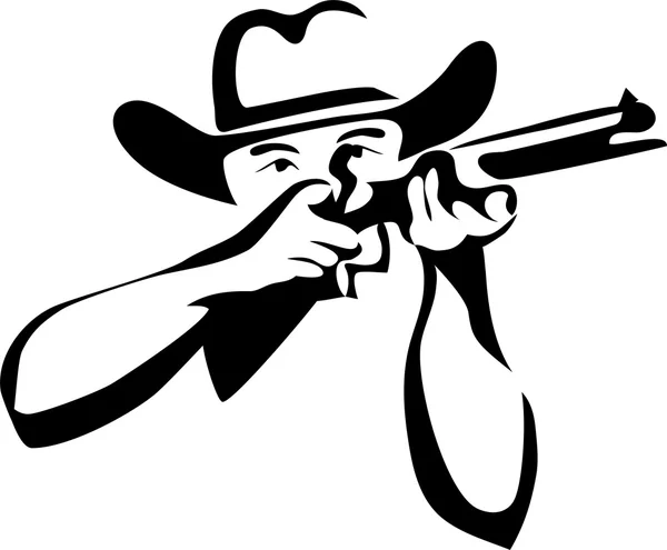 Vaquero apuntando su rifle — Vector de stock