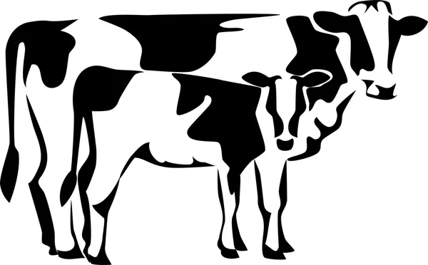 Vaca con ternera — Vector de stock