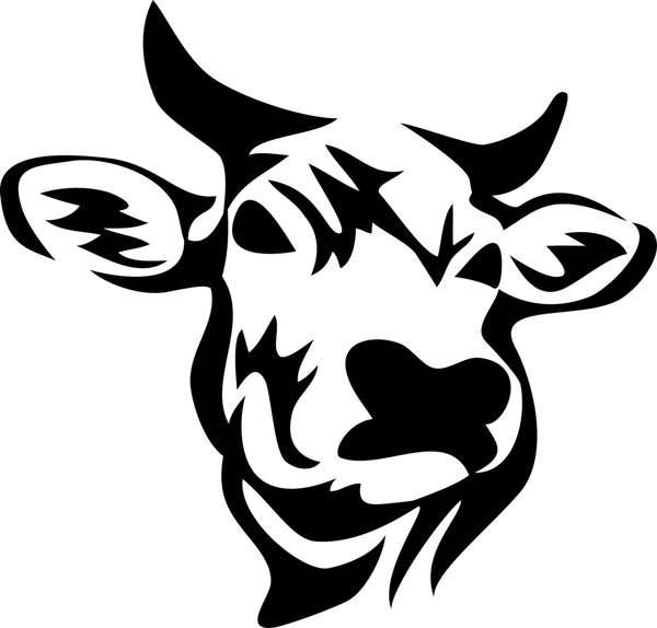 Cabeza de vaca con cuernos — Vector de stock