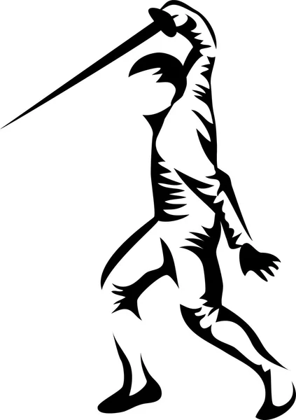 Espada de combate pose — Vector de stock